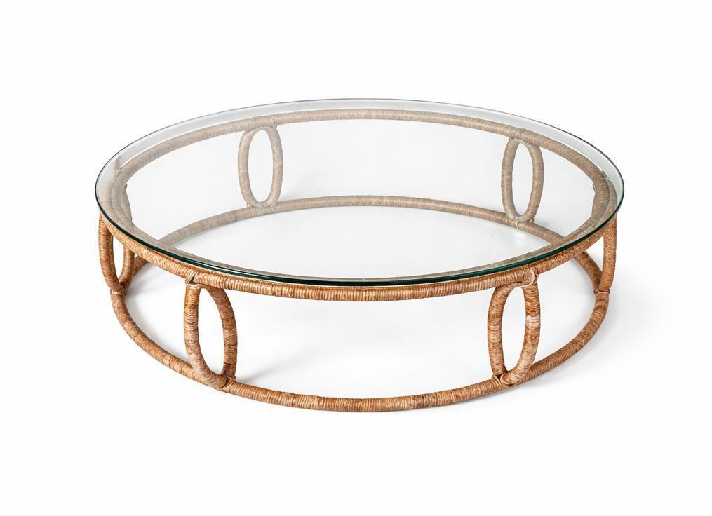 Mesa centro redonda c/vidro Fibra de Banana Natural  1.00D - Galeria